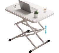 Scrivania in piedi facile da montare tavolo da letto facile da usare scrivania per laptop, scrivania semplice da ufficio, tavolo da letto pieghevole dormitorio, regolabile in altezza (colore: bianco