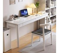 Scrivania in rovere massiccio con cassetti portaoggetti, scrittoio moderno di metà secolo, per casa, ufficio e camera da letto, scrivania da studio semplice in legno da 78 cm, colore bianco