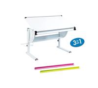 SCRIVANIA INCLINABILE CON COLORI INTERCAMBIABILI, CONTENITORE E GAMBE IN META...