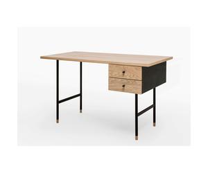 Scrivania Jugend in legno ingegnerizzato e massiccio, acciaio, dimensioni 130 x 65 x h75 cm, peso 29 Kg, finitura rovere, nero rovere