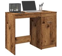 Scrivania Legno Antico 100x50x76 cm Modern Office Desk with Storage Shelf, Sturdy Multilayer Wood Study Table for Home Office Workstation, Easy Assembly & Maintenance, Classic Wooden Design