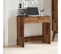 Scrivania Legno Antico 80x40x75 cm in Truciolato with 2 Drawers, Compact Modern Desk for Home Office & Study Room, Durable Particle Board Writing Table, Easy Assembly & Classic Wood Color