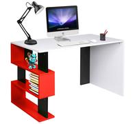 Scrivania Libreria 3 Ripiani Tavolo Porta Pc Computer Legno Casa Ufficio Rosso