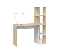 Scrivania Libreria 4 Ripiani 110 Cm Reversibile Bianco e Rovere WS Double