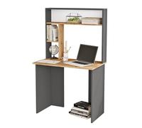 Scrivania Libreria Con Mensole E Scaffali 90x52x149H Rovere E Antracite Bremen