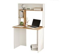 Scrivania Libreria Con Mensole E Scaffali 90x52x149H Rovere E Bianco Bremen