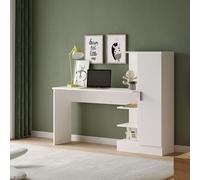 Scrivania Libreria Con Ripiani Laterali 152x40x120H Bianca Laura