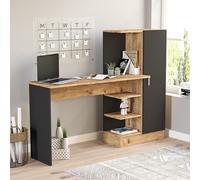 Scrivania Libreria Moderna 150 Cm Con Anta Laterale Legno E Nero Lambda