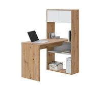 Scrivania Libreria Moderna Doppia Configurazione Reversibile Bianco E Rovere