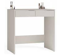 CDF Scrivania Con Due Cassetti Kaschmir Beige Moderna Compatta Per Camera Da Letto Ufficio E Studio Con Frontali Scanalati Design Minimalista Funzionale 50x81x80 cm Pannello