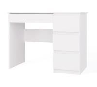 CDF Scrivania Ufficio con Cassetti per Bambina Cameretta Tabella di Studio per Computer PC Domestico con Superficie di Lavoro - Scrittoio Compatto Estraibile Studio Mobiletto Ufficio - Bianco Opaco