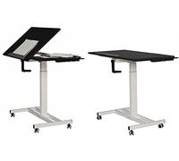 Scrivania mobile in piedi, tavolo per laptop regolabile in altezza e inclinazione, scrivania per laptop con ruote inclinabile di 80°, scrivania portatil(