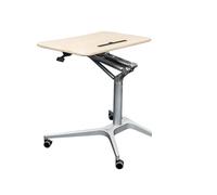 Scrivania mobile per laptop, scrivania per laptop regolabile in altezza con ruote, scrivania mobile pneumatica con gancio e portabicchieri(