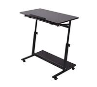 Scrivania Mobile Sit-Stand Altezza Regolabile Laptop Mobile Pc Creativo Notebook Postazione di Lavoro con Angolo E Carrello con Ruote per Ufficio Domestico Computer Stand Up (Nero)