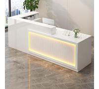Scrivania moderna a forma di L con cassetti e armadietti chiudibili a chiave, elegante scrivania per uffici, saloni di vendita al dettaglio, facile da montare, bancone receptionist