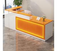 Scrivania moderna a forma di L con cassetti e armadietti con serraturaFacile da montare bancone da ufficio per negozio Soho, soluzione elegante e funzionale per spazi di lavoro