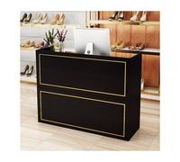 Scrivania moderna a forma di L con cassetti e bancone chiudibili a chiave, elegante scrivania frontale per cassa e atrio, diametro 80 cm, perfetta per uffici e aree d'attesa