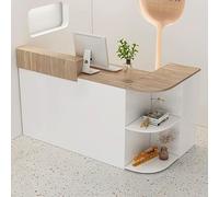 Scrivania moderna a forma di L con cassetto chiudibile a chiave e armadietto laterale per casse al dettaglio, mobili da ufficio eleganti, design ergonomico, soluzione salvaspazio