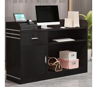 Scrivania moderna a forma di L con cassetto e armadietto chiudibile a chiave, versatile bancone per ufficio, vendita al dettaglio e salone, perfetta per registratore di cassa e organizzazione