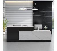 Scrivania moderna a forma di L, elegante bancone da ufficio con cassetto per tastiera, mobili in legno composito, perfetto per uffici e spazi commerciali, soluzione elegante per la reception