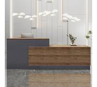 Scrivania moderna a forma di L, elegante bancone da ufficio con cassetto per tastiera, mobili versatili in legno per uffici e spazi commerciali, soluzione elegante per la reception