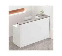 Scrivania moderna a forma di L, grande bancone da ufficio in legno con cassetti, elegante finitura bianca e grigia, perfetta per cliniche e spazi professionali (100 cm a sinistra)