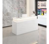 Scrivania moderna a LED con cassetti bloccabili e vassoio per tastiera, per ufficio, soggiorno e corridoio, mobili eleganti e funzionali per la casa e lo spazio di lavoro