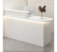 Scrivania moderna a LED con ripiano per tastiera, elegante bancone da ufficio per spazi commerciali e negozi, ideale per il servizio clienti e le aree di accoglienza