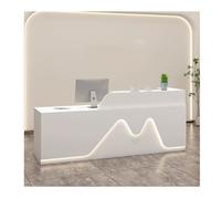 Scrivania moderna a LED per hall, salone, vendita al dettaglio e home office - Elegante reception con contenitore, orientamento a sinistra 120 cm (bianco) - perfetto per spazi professionali
