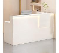Scrivania moderna bianca con cassetti chiudibili e ripiano per tastiera, elegante bancone frontale, per ufficio, salone o casa, design salvaspazio, 100 x 45 x 90 cm