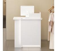 Scrivania moderna bianca con cassetto di bloccaggio, 80 x 45 x 95 cm, tavolo negoziale per saloni di bellezza, SPA, ufficio, mobili eleganti per ricevimenti per spazi professionali