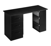 Scrivania Moderna con 3 Cassetti e 3 Ripiani per Camera e Ufficio 120x49x72 cm in Legno Nero