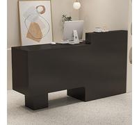 Scrivania moderna con ampio contenitore e cassetto chiudibile a chiave, perfetta per negozi, saloni e uffici (colore nero, 140 x 50 x 105 cm), design elegante e funzionale