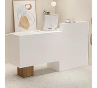 Scrivania moderna con ampio contenitore e cassetto chiudibile a chiaveElegante design bianco per negozi e saloniSpazioso bancone 130 x 50 x 105 cm per uso professionale