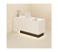 Scrivania moderna con cassetti chiudibili a chiave, luce LED, elegante bancone per ufficio, salone di bellezza, tavolo anteriore 130 cm, design contemporaneo