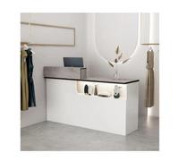 Scrivania moderna con cassetti chiudibili, tavolo angolare per computer, per check-out, salone, salone di bellezza, casa e ufficio, elegante mobile da reception