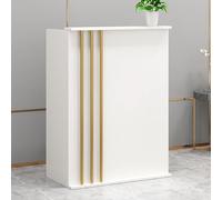Scrivania moderna con cassetti con serratura, elegante bancone per vendita al dettaglio e salone, finitura funzionale per aree di ricevimento, design elegante per migliorare le prime impressioni