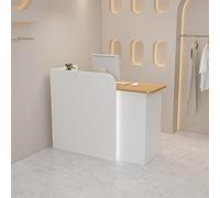 Scrivania moderna con cassetti e armadietti, semplice ed elegante, bancone da ufficio per riunioni aziendali, hotel e negozi di abbigliamento (venature del legno + bianco)