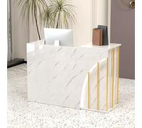 Scrivania moderna con cassetti e luci, tavolo da ufficio semplice multicolore per salone, negozio, hotel, supermercato (100 x 45 x 95 cm), design elegante e funzionale