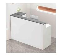 Scrivania moderna con cassetti in rovere bianco, 140 cm, elegante bancone per negozi di abbigliamento, minimarket e piccole imprese, design semplice e funzionale