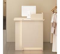 Scrivania moderna con cassetto chiudibile a chiave, 80 x 45 x 95 cm, tavolo negoziale per salone di bellezza, SPA, ufficio, elegante, colore albicocca caldo, design contemporaneo