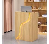 Scrivania moderna con cassetto chiudibile a chiave e illuminazione a LED, elegante bancone anteriore, per ufficio, negozio, salone e atrio, design elegante per spazi professionali