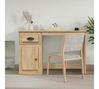 Scrivania Moderna con Cassetto Rovere Sonoma 115x50x75 cm Legno Multistrato per Ufficio e Studio, Computer Elegante con Anta Scomparto, Scrivania Lavoro Resistente e Spaziosa