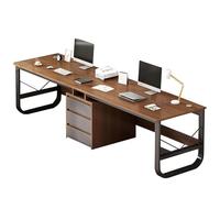 Scrivania moderna con doppia postazione di lavoro con cassetti, 200 cm, in legno di noce, per casa e ufficio, elegante doppia scrivania per uno spazio di lavoro efficiente