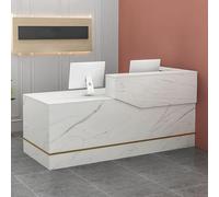 Scrivania moderna con illuminazione a LED, cassetti e armadietti con serratura, elegante bancone anteriore per ingressi, saloni, spazi commerciali, uffici domestici e aree di accoglienza