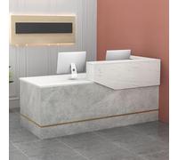 Scrivania moderna con luce LED, cassetti e armadietti con serratura, elegante bancone anteriore per ingressi, saloni, spazi commerciali, uffici domestici e aree di accoglienza