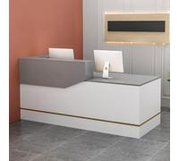 Scrivania moderna con luce LED, cassetti e armadietti con serratura, elegante bancone anteriore per ingressi, saloni, spazi commerciali, uffici domestici e aree di accoglienza