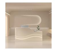 Scrivania moderna con luce LED e cassetto chiudibile a chiave e vassoio silenzioso per tastiera, elegante scrivania per ufficio o vendita al dettaglio, tavolo da bancone da 120 cm, design ergonomico