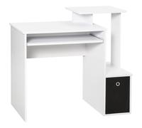 Scrivania Moderna con Mensola per Tastiera e Cassetto in Tessuto 100x40x86,6 cm Bianco e Nero