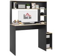 Scrivania Moderna con Ripiani e Supporto per CPU 114x45x138 cm in Legno Grigio e Legno Naturale